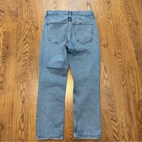 Agolde Blue Distressed Wilder Denim Organic Cotton Blend Straight Jeans Size 29 - Picture 4 of 13